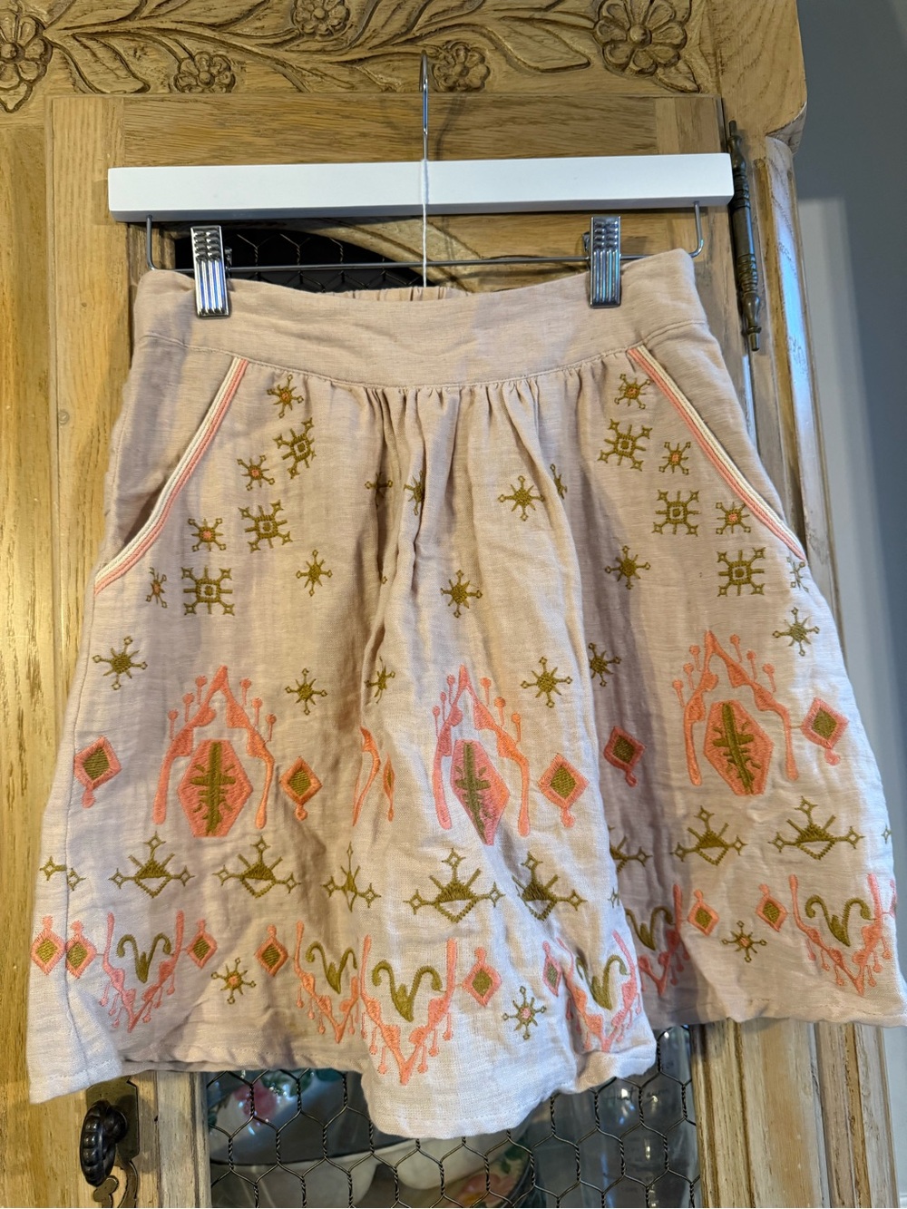 Louise Misha Embroidered Boho Beige Skirt (Retail $150)